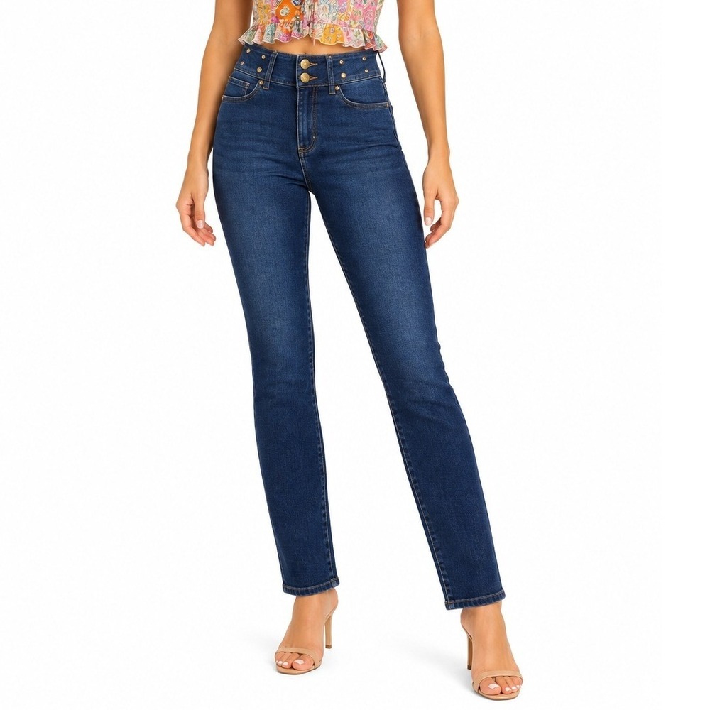 ELA Skinny Jeans Women Size 6 Dark Wash High Rise Studded Denim